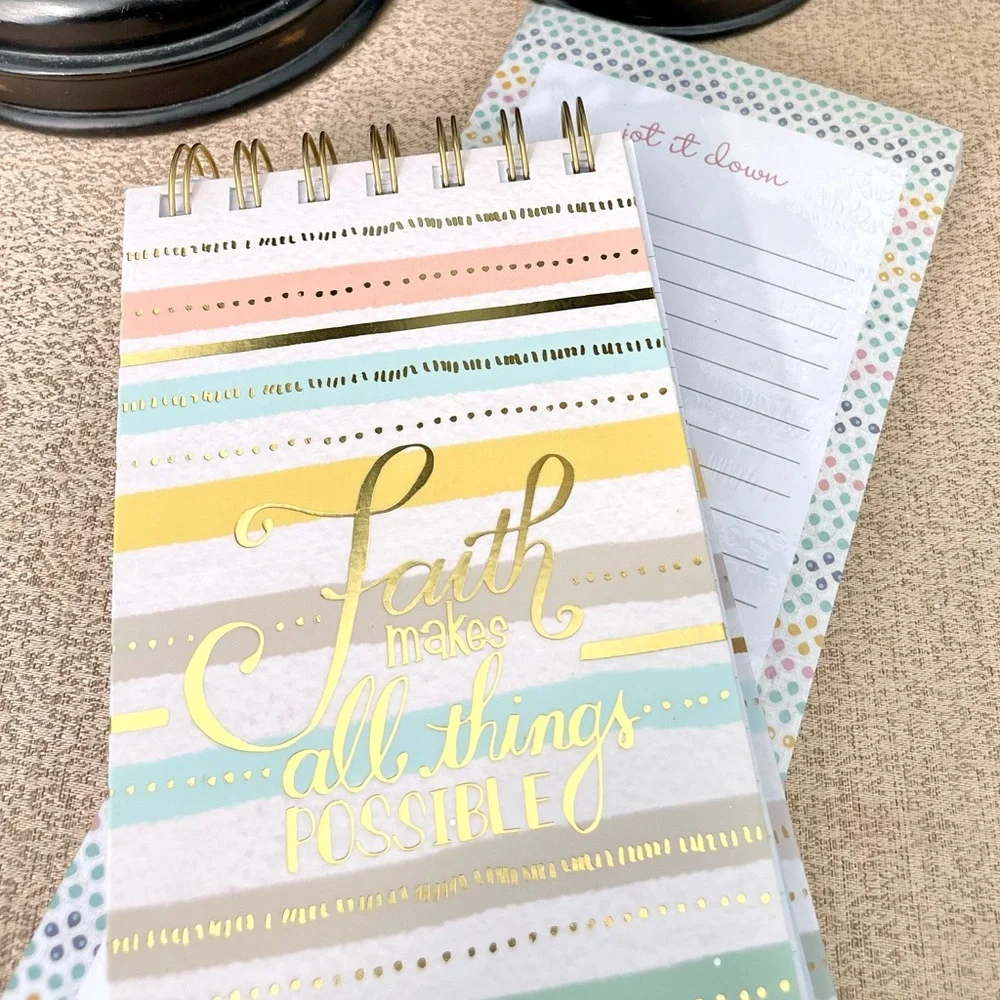 NWT Glitter/Gold Foil FAITH Hardcover Notebook/ Journal Stationery Bundle
